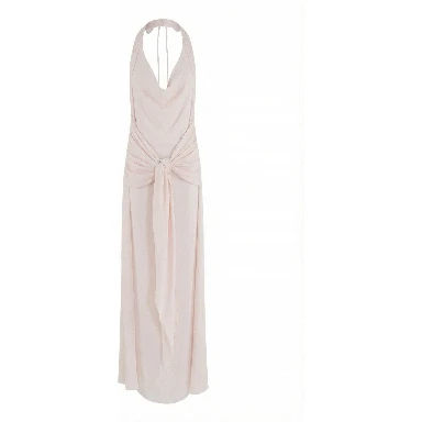 ABITO LUNGO SCOLLO PROFONDO HALTER NECK E SCHIENA SCOPERTA IN CREPE DE CHINE