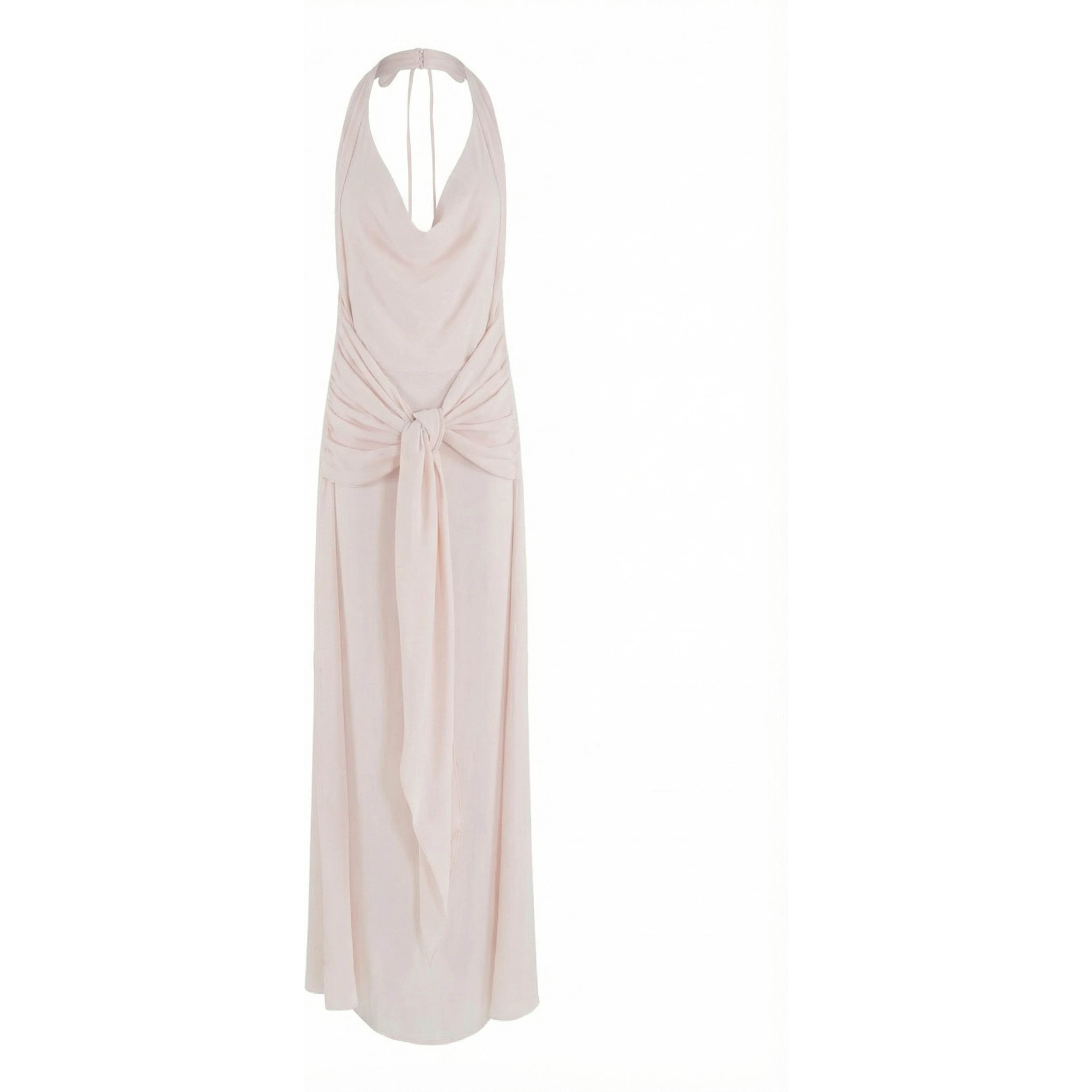 ABITO LUNGO SCOLLO PROFONDO HALTER NECK E SCHIENA SCOPERTA IN CREPE DE CHINE