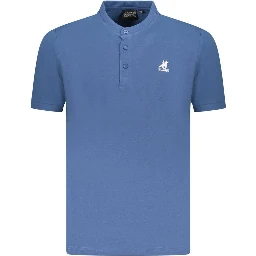 Blue Cotton Men Polo Shirt