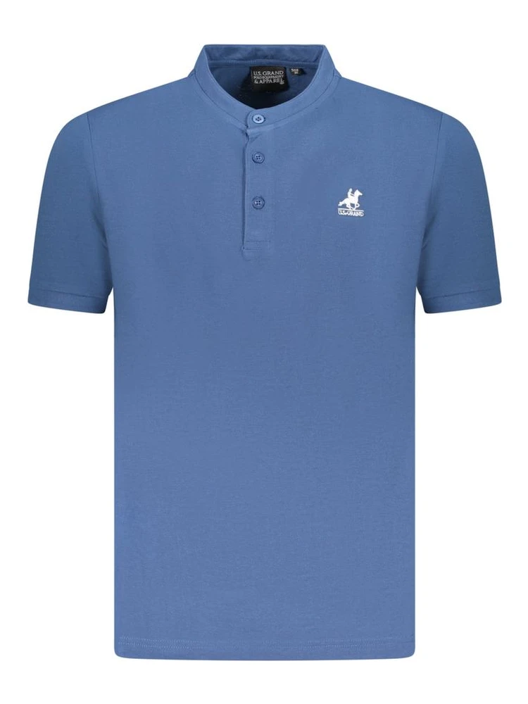 Blue Cotton Men Polo Shirt