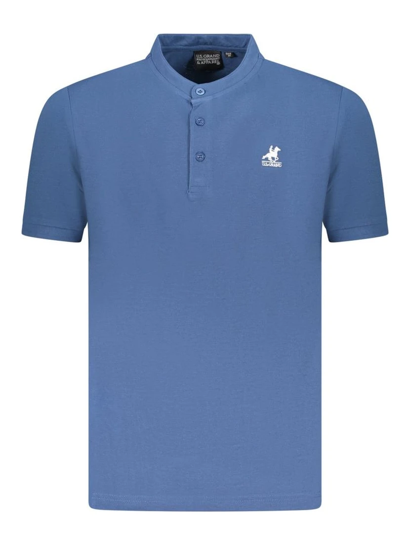 Blue Cotton Men Polo Shirt