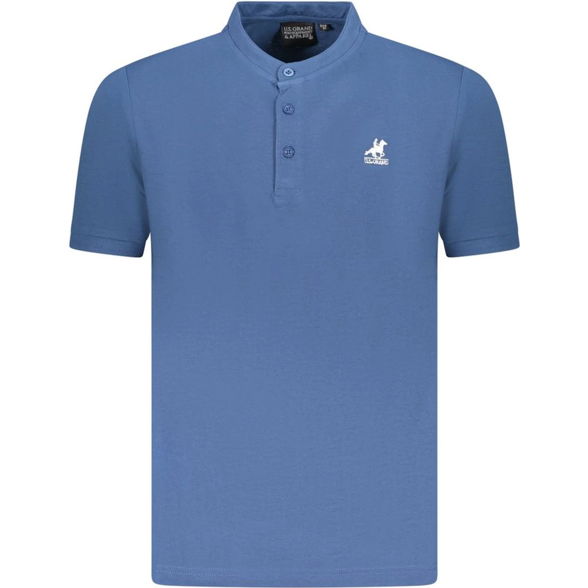 Blue Cotton Men Polo Shirt