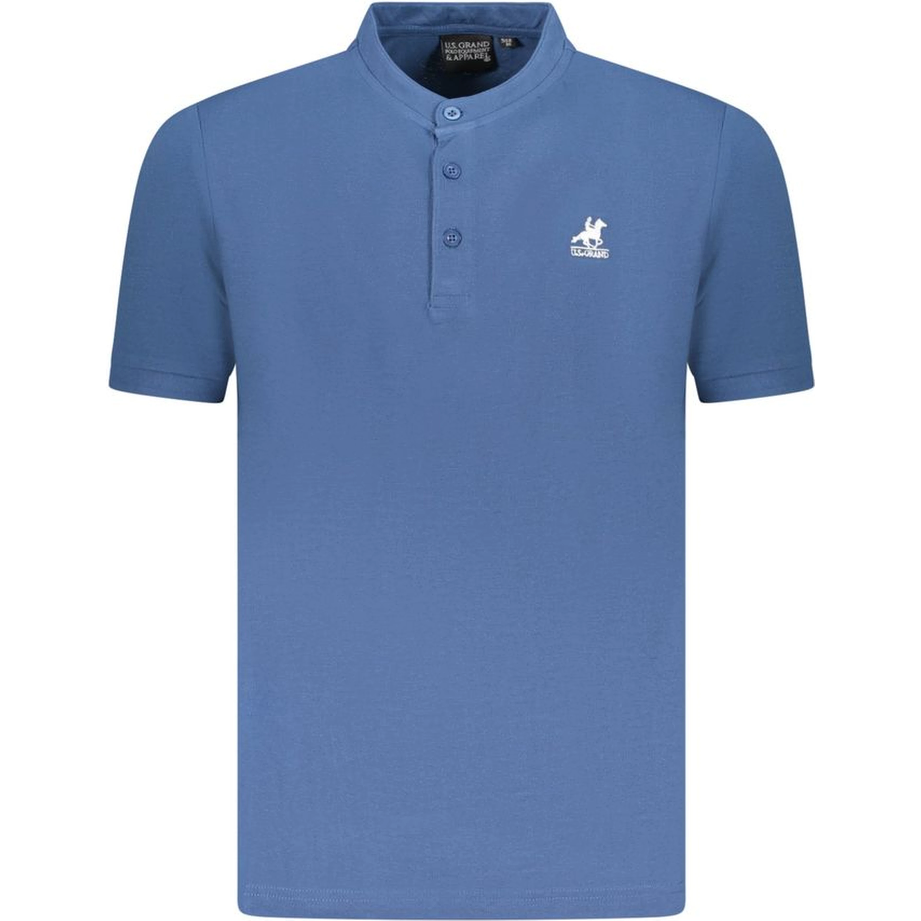Blue Cotton Men Polo Shirt