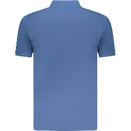 Blue Cotton Men Polo Shirt