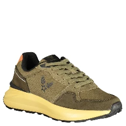 Green Polyester Athletic Sneakers