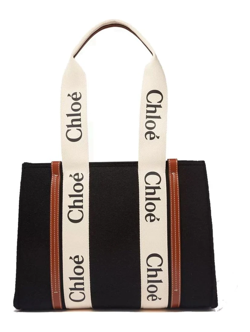 Black Wool Tote Bag