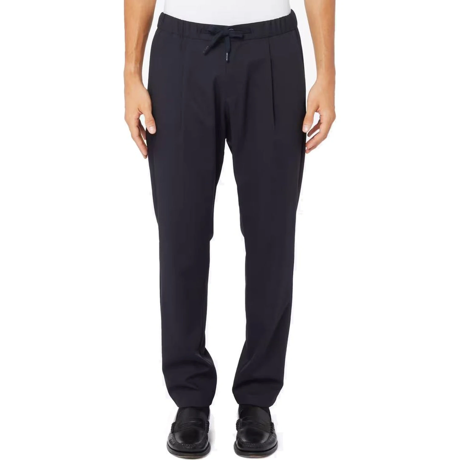 Blue Virgin Wool Casual Pants