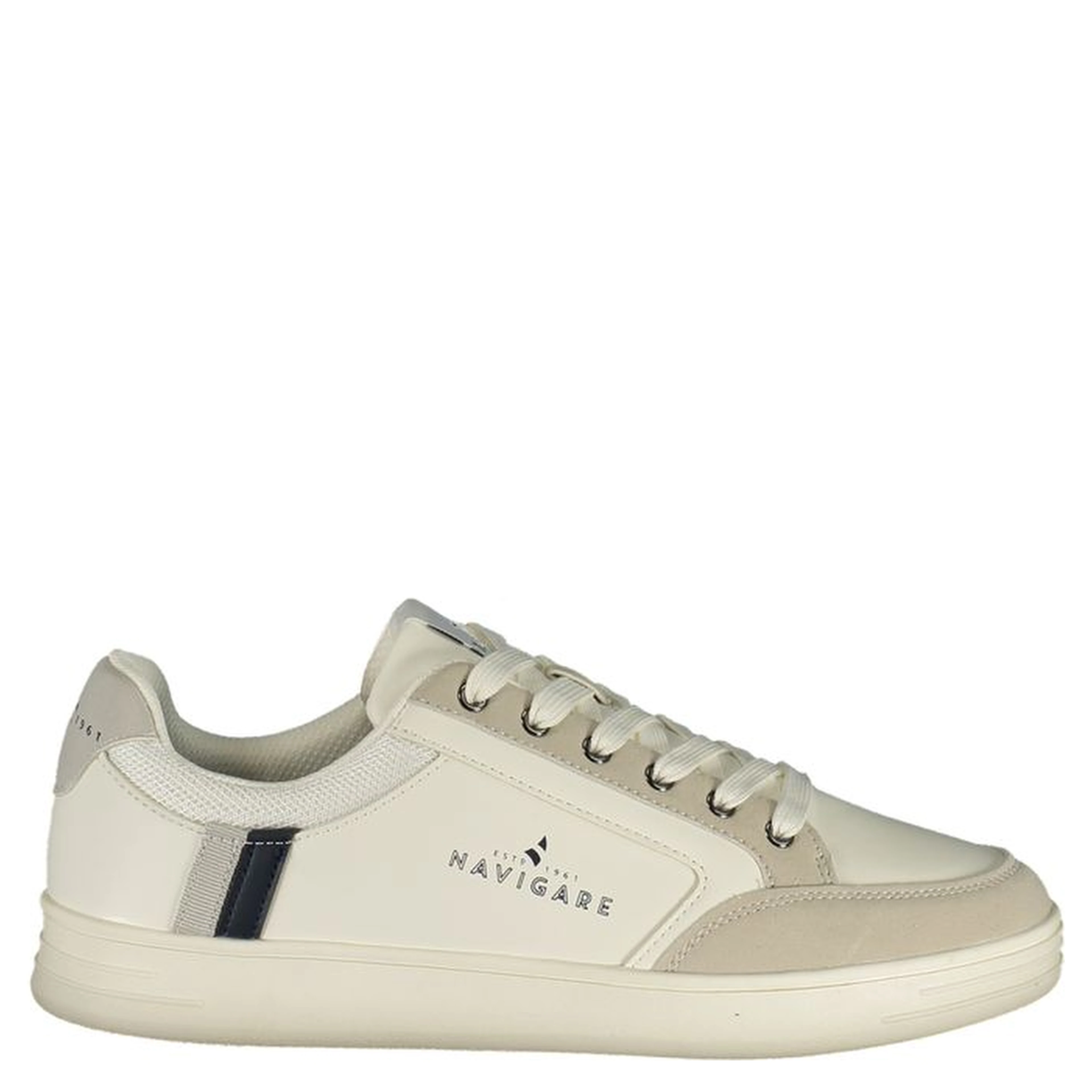 White Polyester Athletic Sneakers