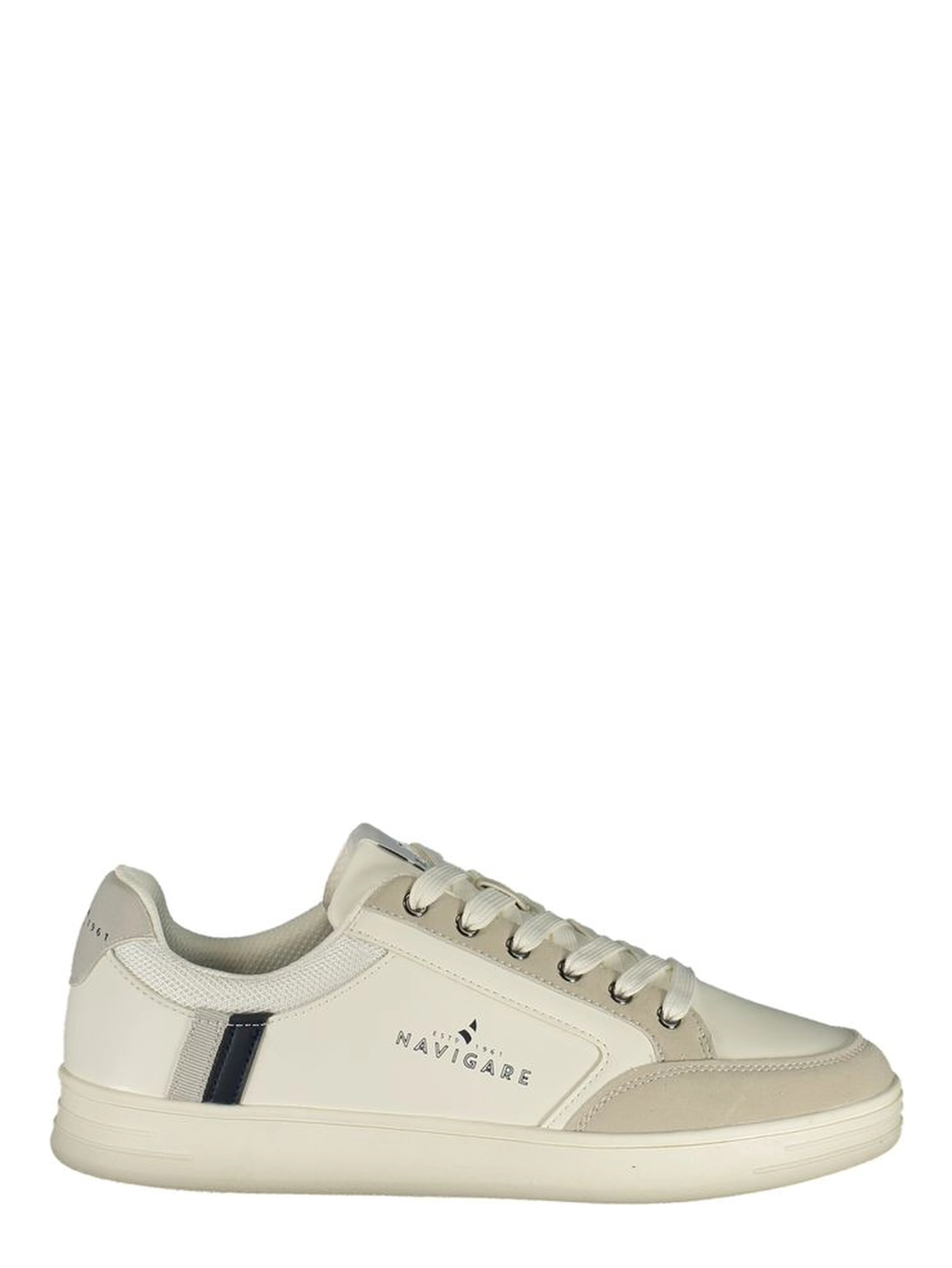 White Polyester Athletic Sneakers