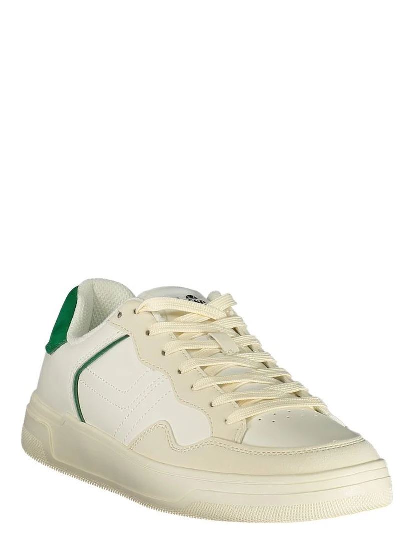 White Polyester Athletic Sneakers