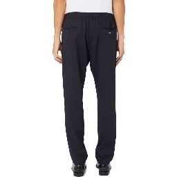 Blue Virgin Wool Casual Pants