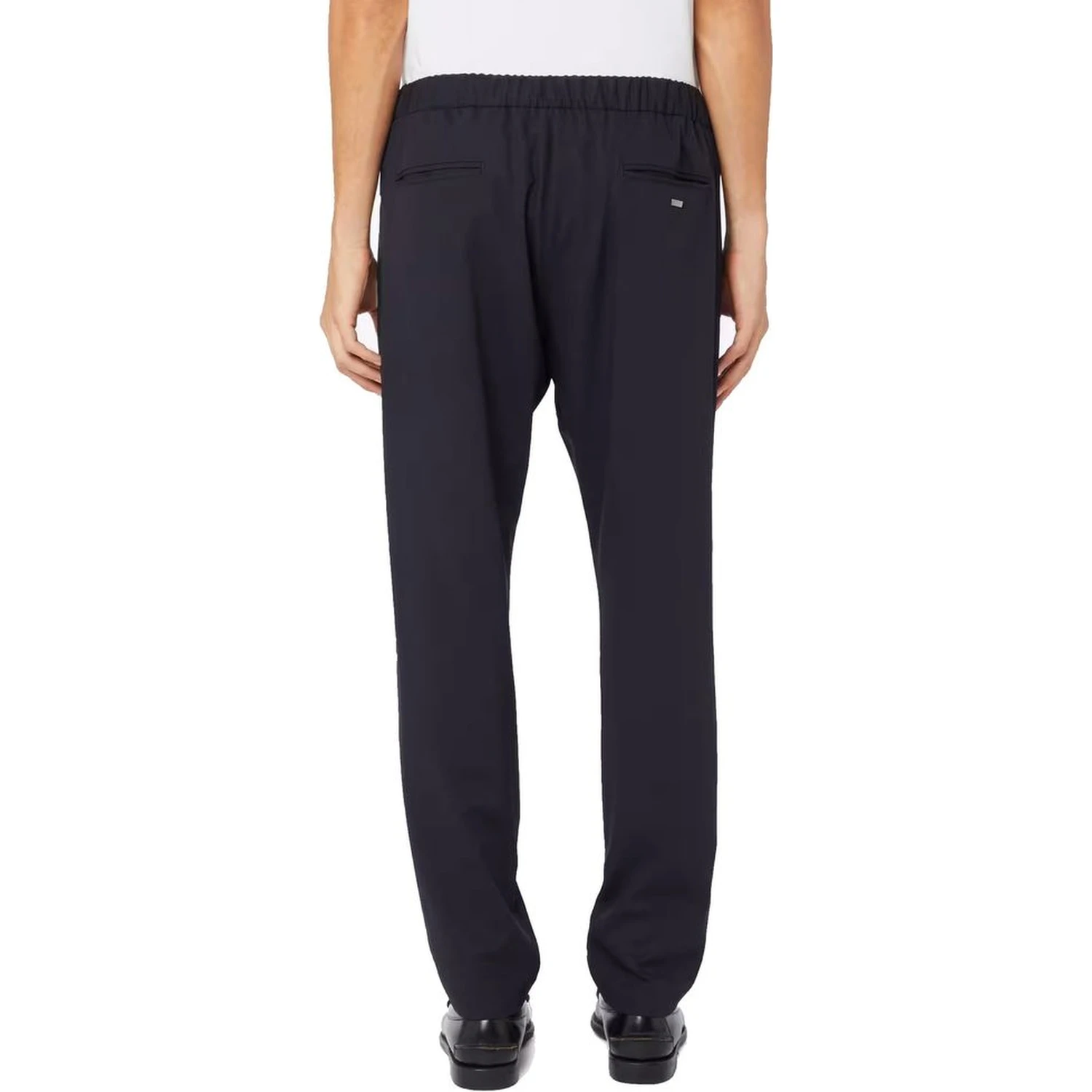 Blue Virgin Wool Casual Pants