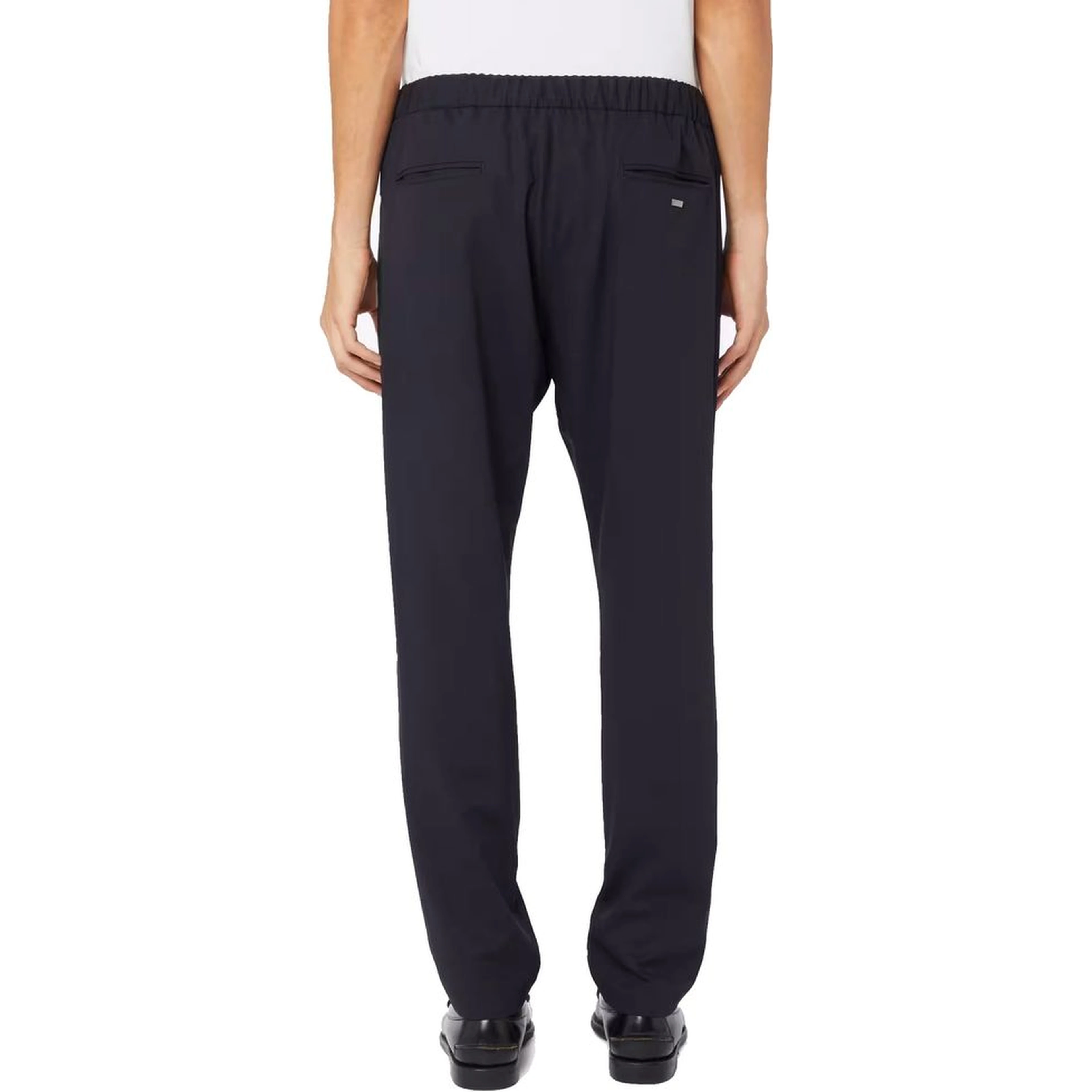 Blue Virgin Wool Casual Pants