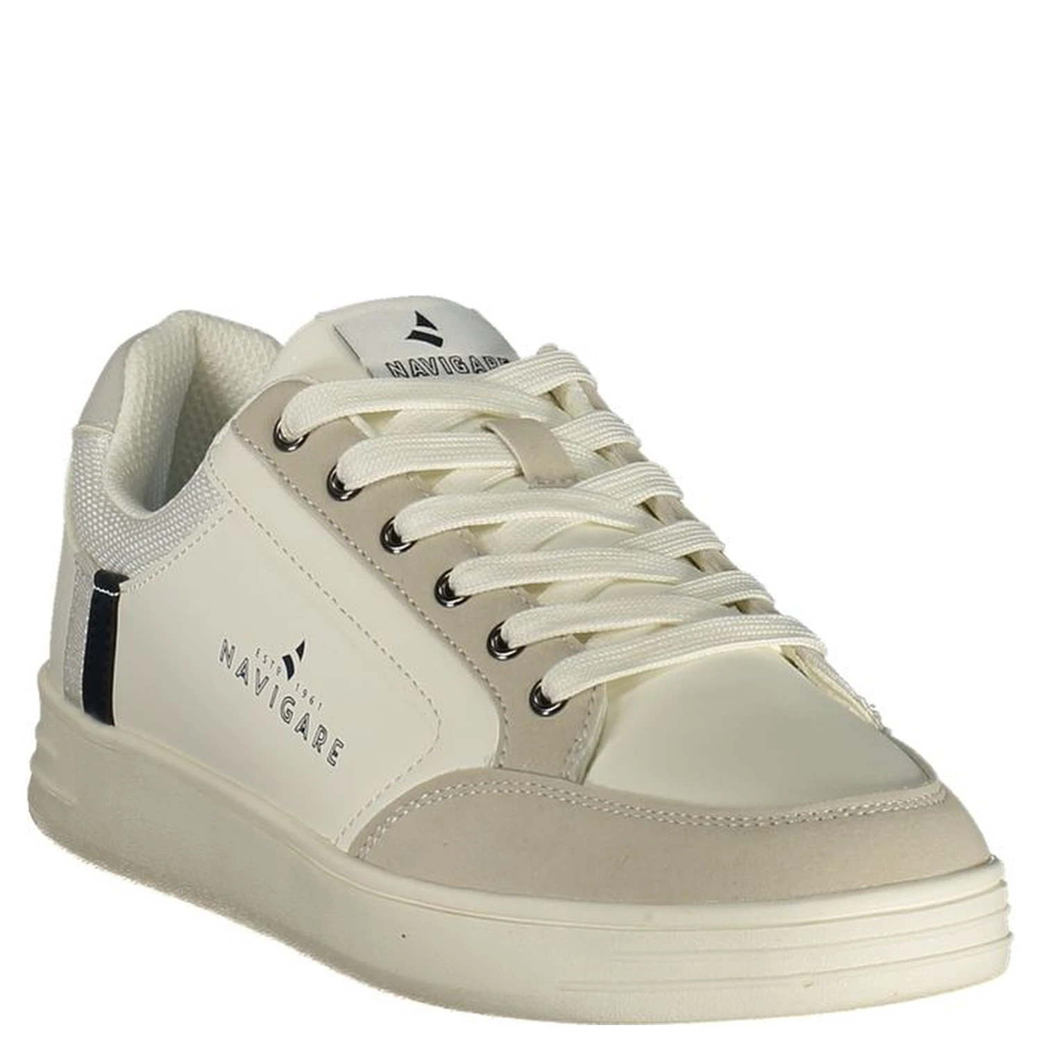 White Polyester Athletic Sneakers