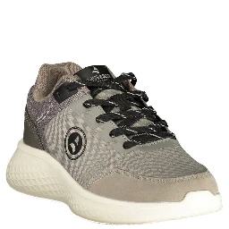 Gray Polyester Athletic Sneakers