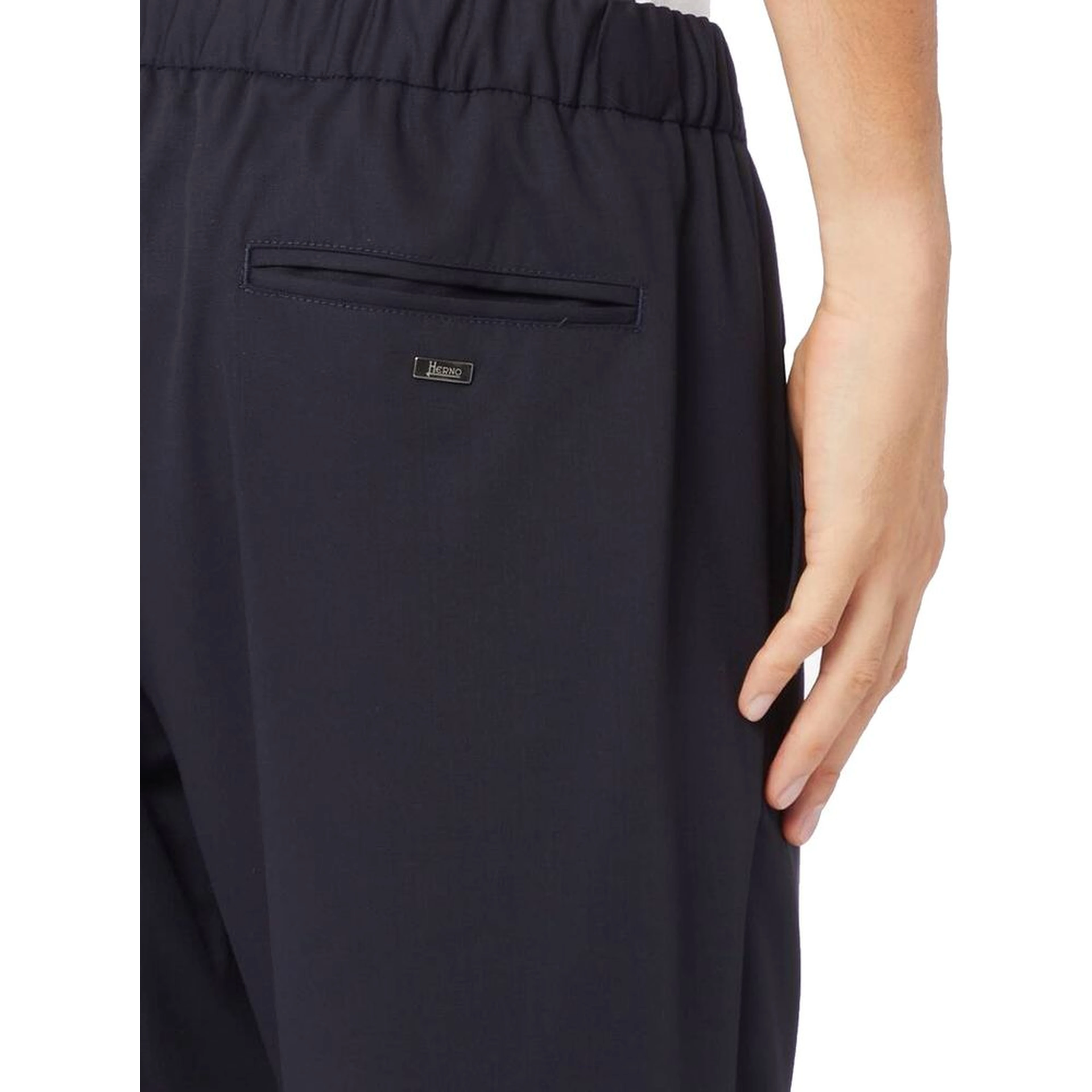 Blue Virgin Wool Casual Pants