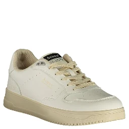 White Polyester Athletic Sneakers