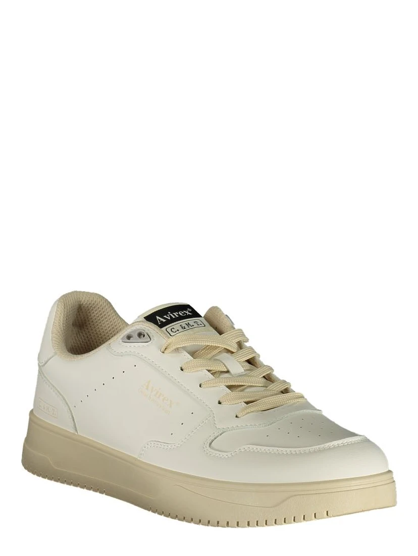 White Polyester Athletic Sneakers