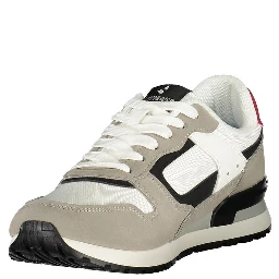 White Polyester Athletic Sneakers