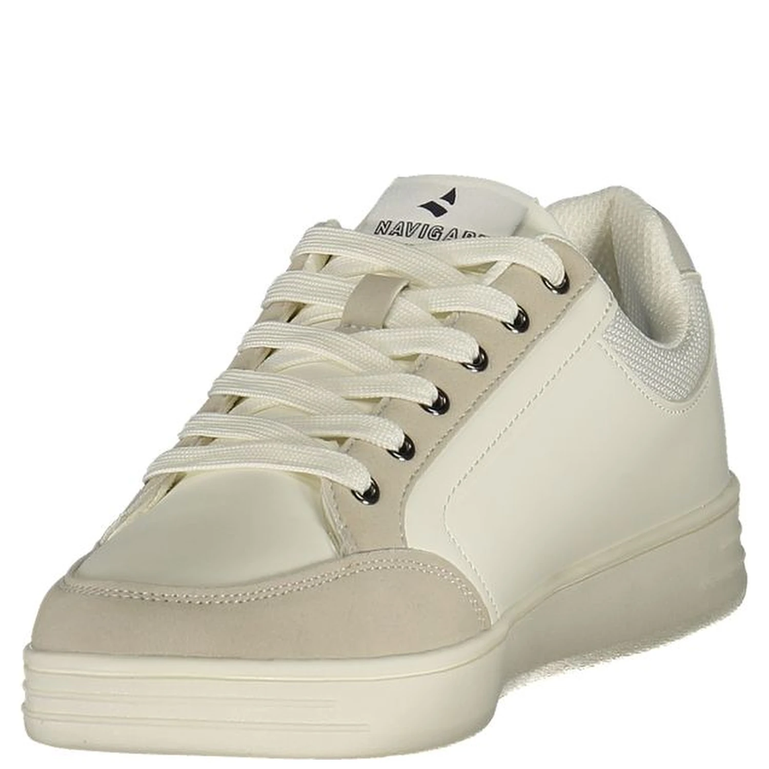 White Polyester Athletic Sneakers
