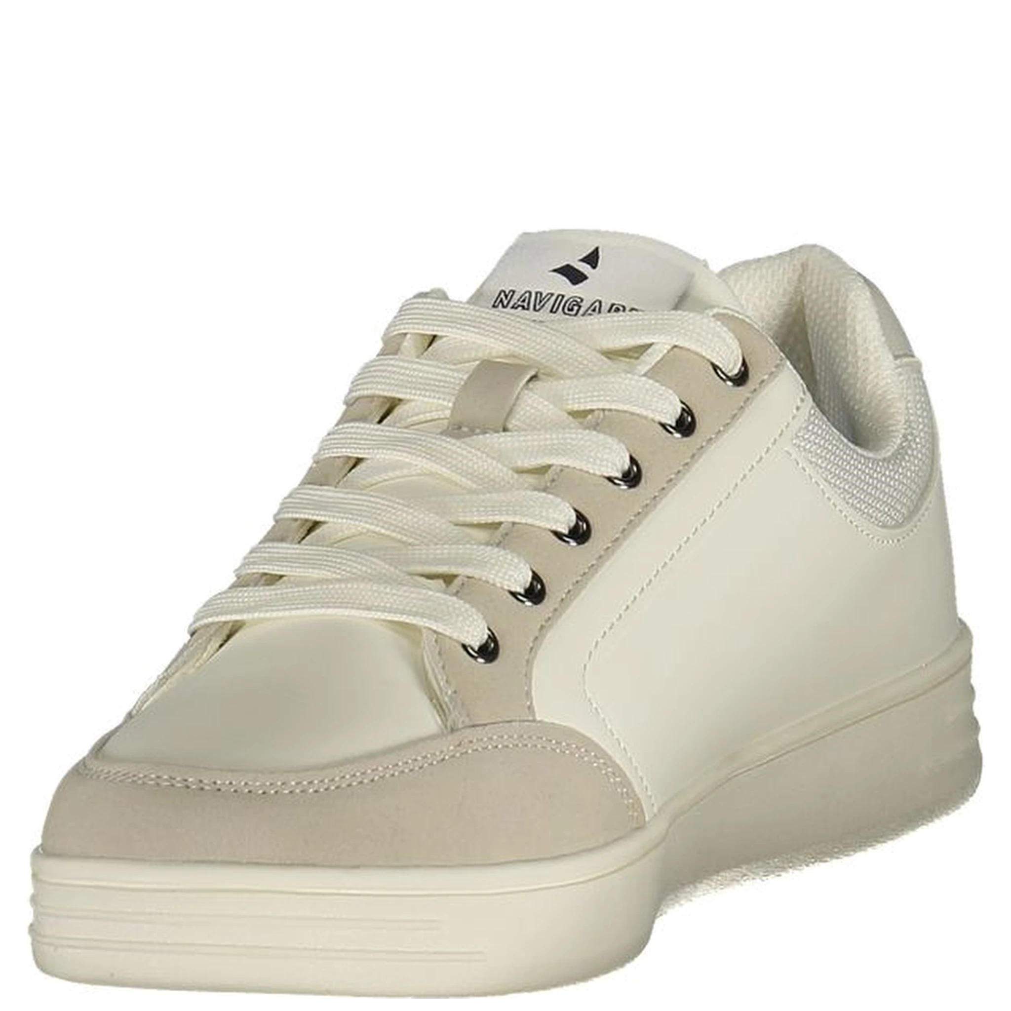 White Polyester Athletic Sneakers