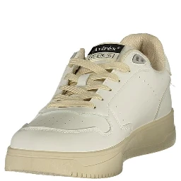 White Polyester Athletic Sneakers