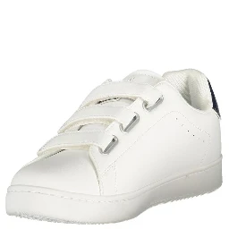 White Polyester Athletic Sneakers