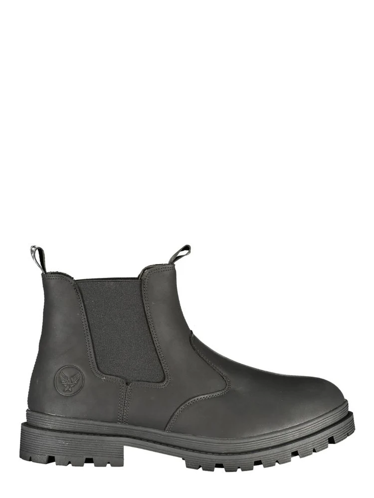 Black Polyester Ankle Boots