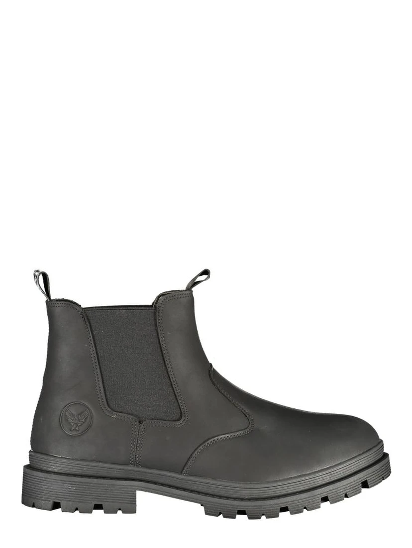 Black Polyester Ankle Boots
