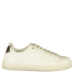 White Polyester Athletic Sneakers