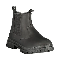 Black Polyester Ankle Boots