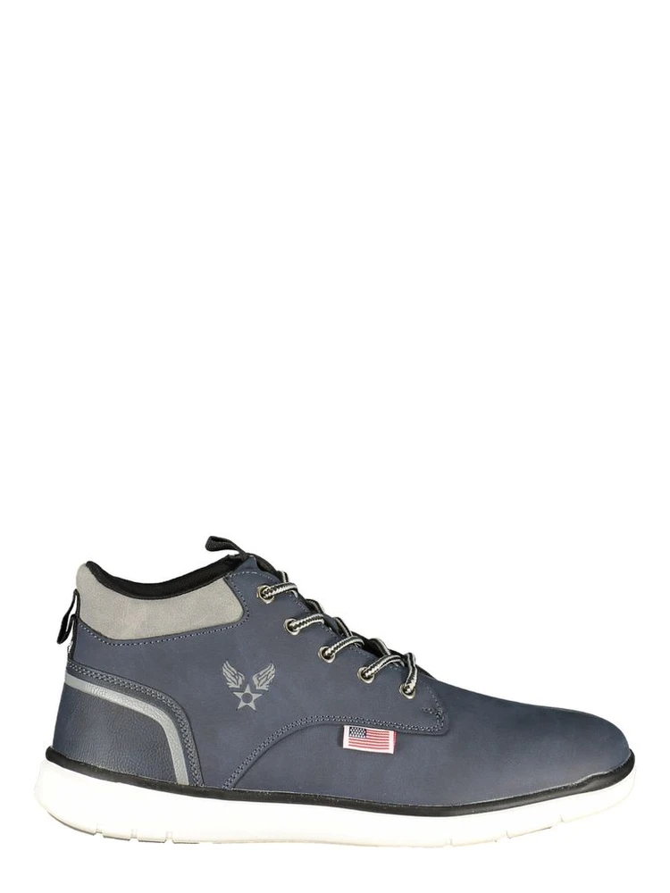 Blue Polyester Ankle Boots