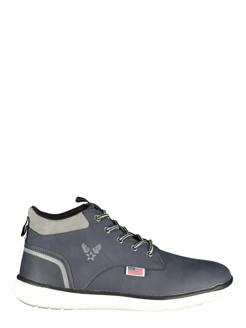Blue Polyester Ankle Boots