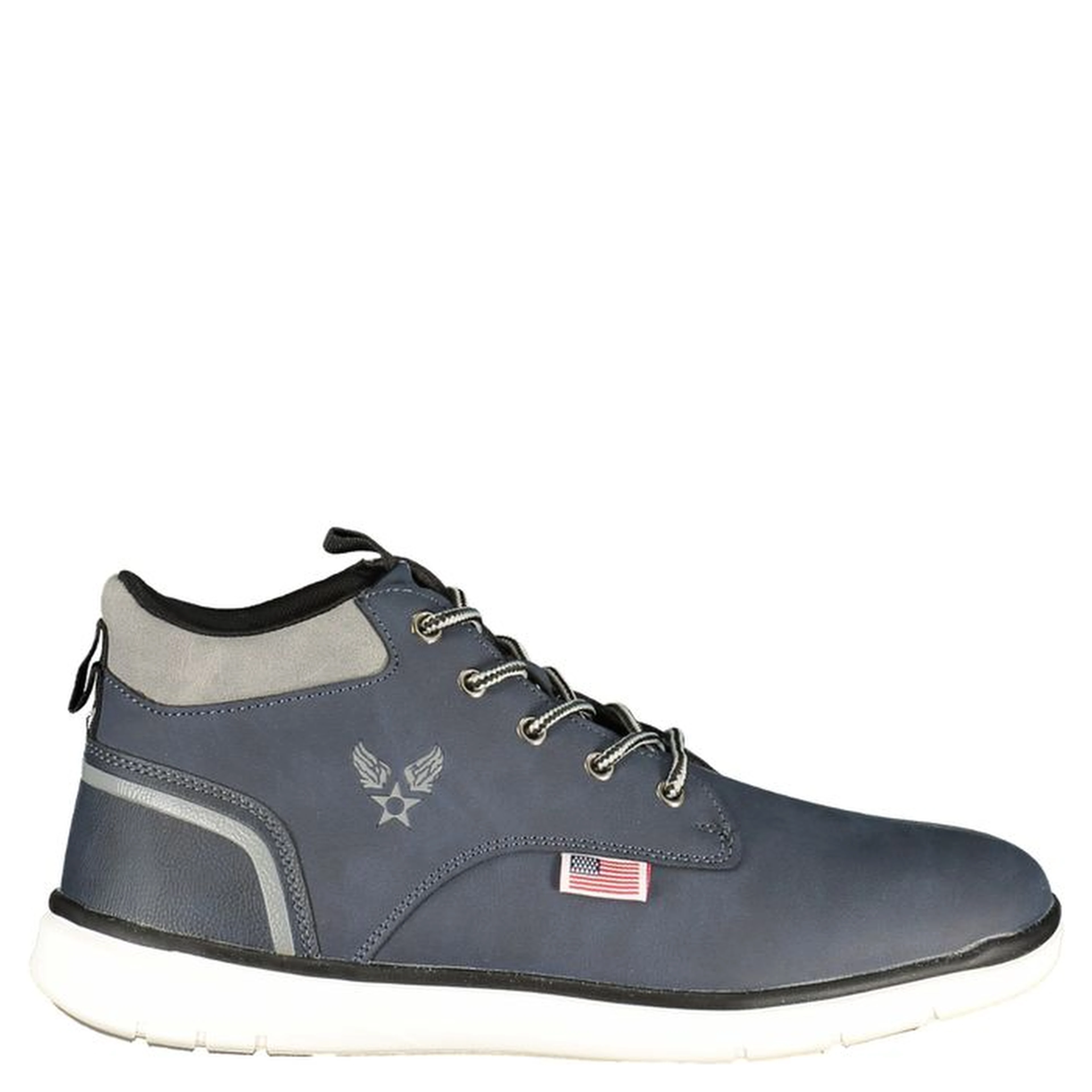 Blue Polyester Ankle Boots