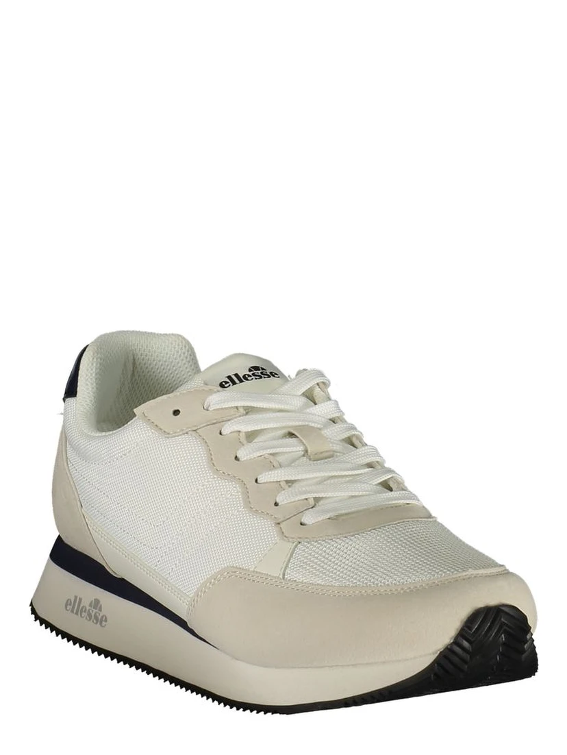 White Polyester Athletic Sneakers