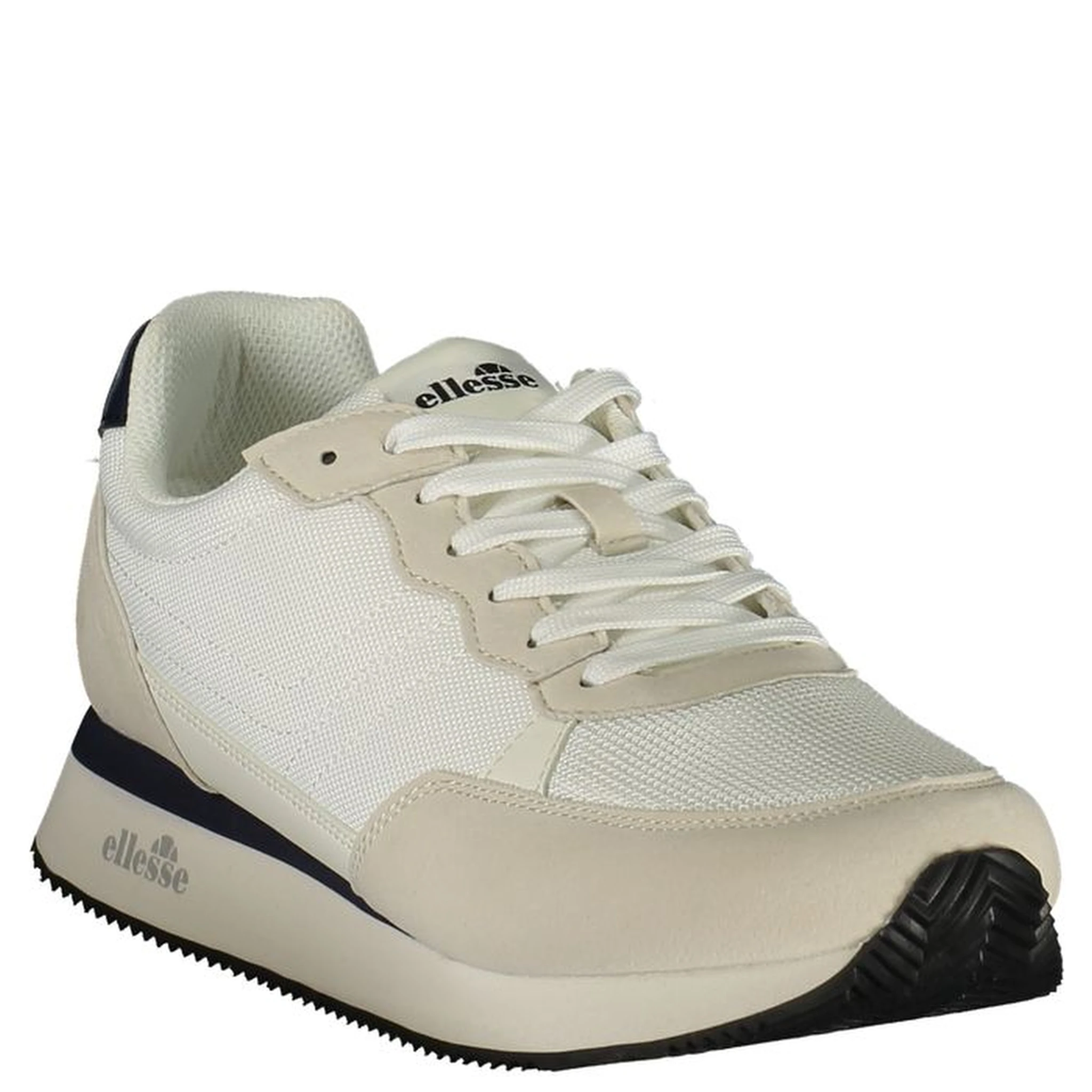 White Polyester Athletic Sneakers