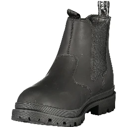 Black Polyester Ankle Boots
