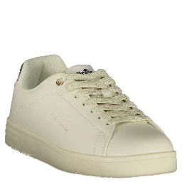 White Polyester Athletic Sneakers