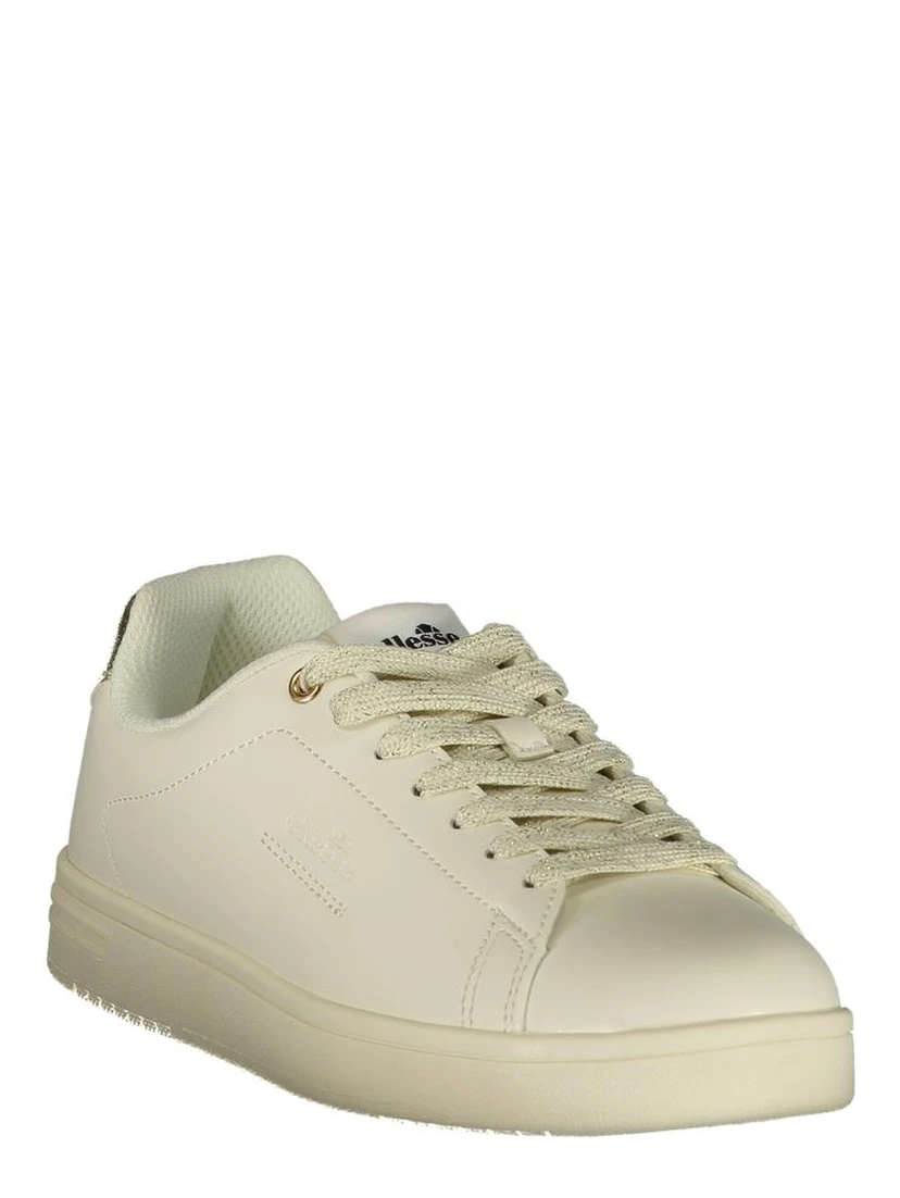 White Polyester Athletic Sneakers