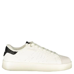 White Polyester Athletic Sneakers