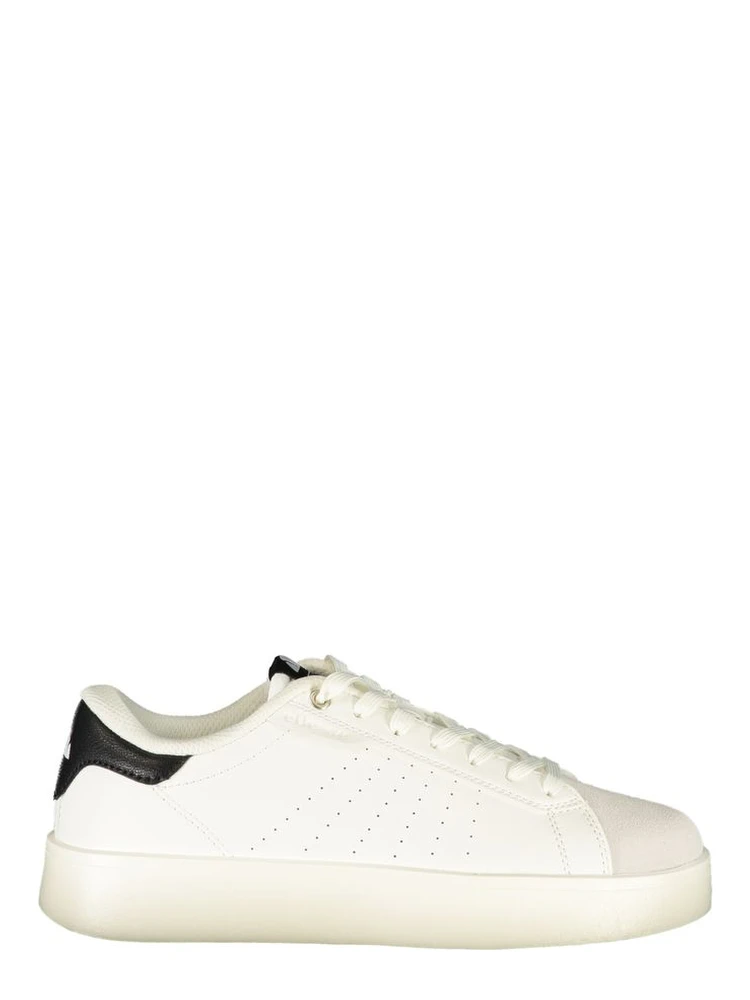 White Polyester Athletic Sneakers