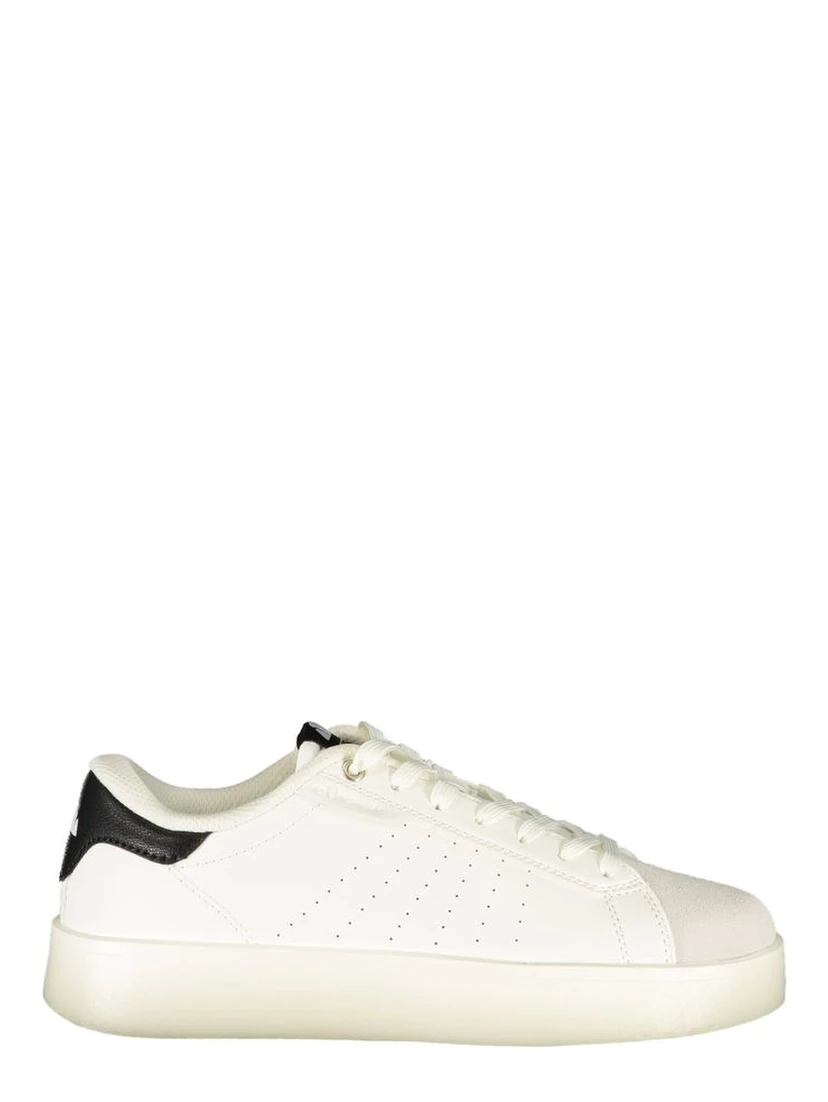 White Polyester Athletic Sneakers