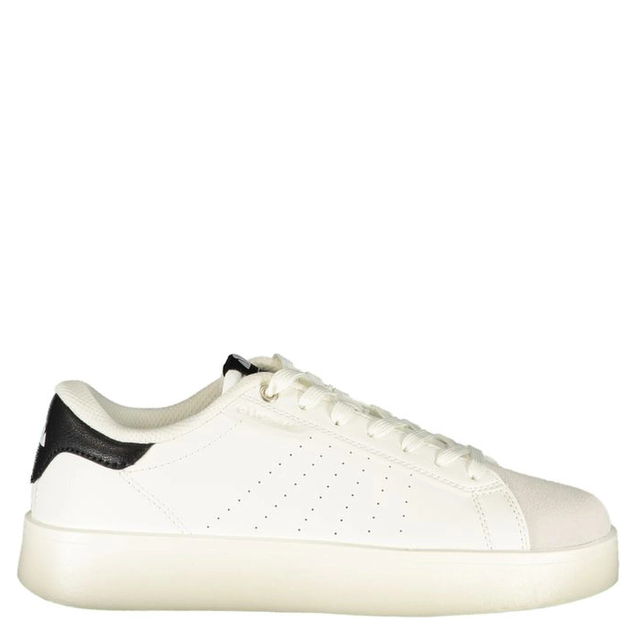 White Polyester Athletic Sneakers