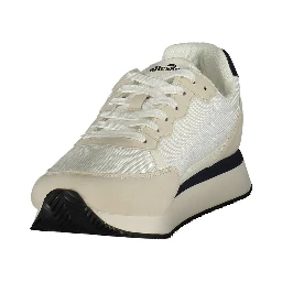 White Polyester Athletic Sneakers