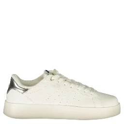 White Polyester Athletic Sneakers