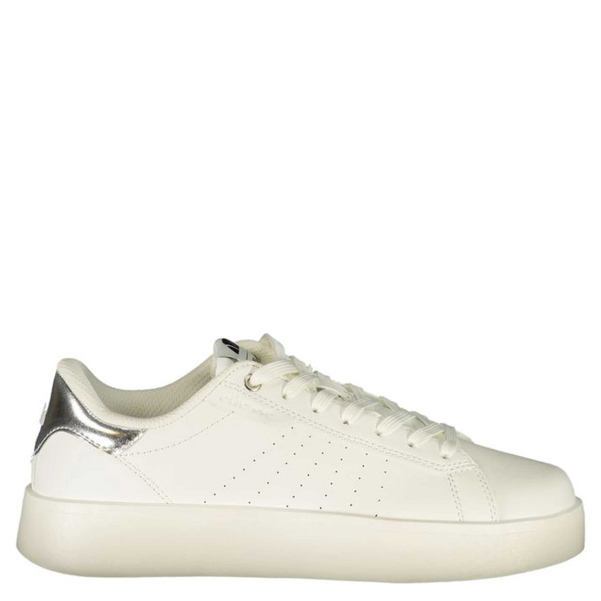 White Polyester Athletic Sneakers