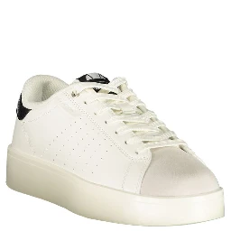 White Polyester Athletic Sneakers