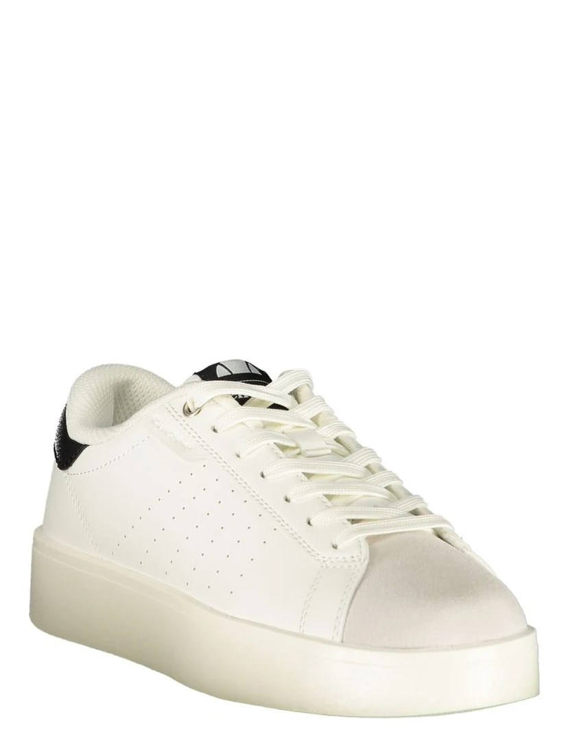 White Polyester Athletic Sneakers