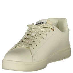 White Polyester Athletic Sneakers