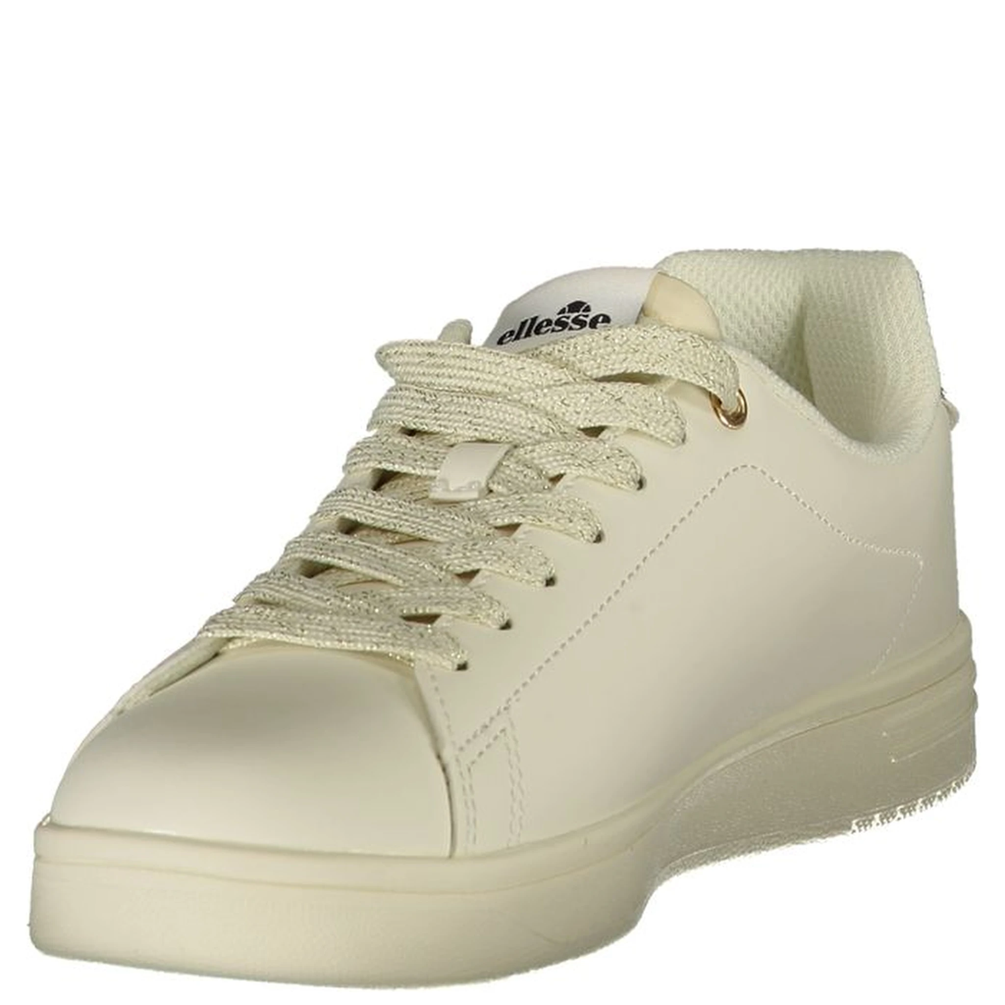 White Polyester Athletic Sneakers